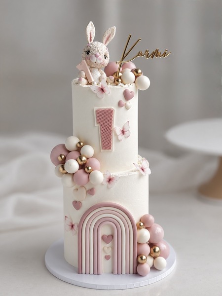 Tow tier cute bunny themed cake